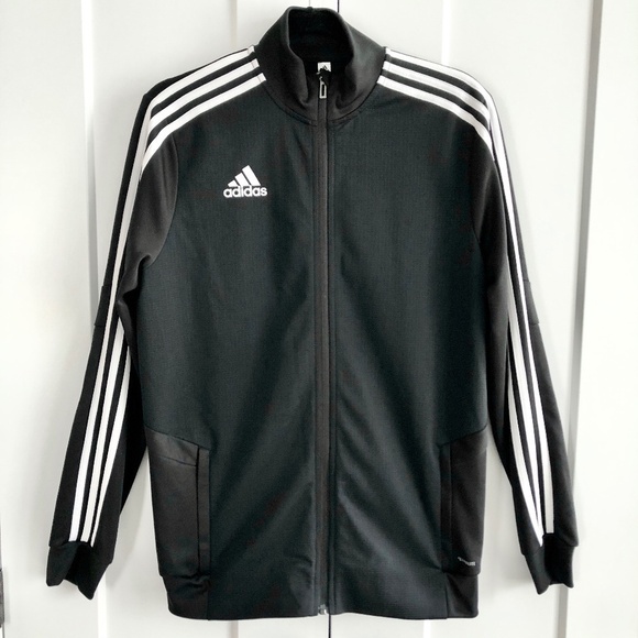 Adidas, Climalite, Track Jacket, Full Zip, Black, Training Jacket, Youth, XL - Picture 1 of 16